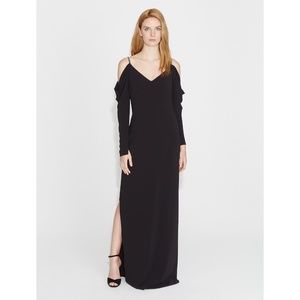 Halston Heritage Cold Shoulder Draped Sleeve Crepe
